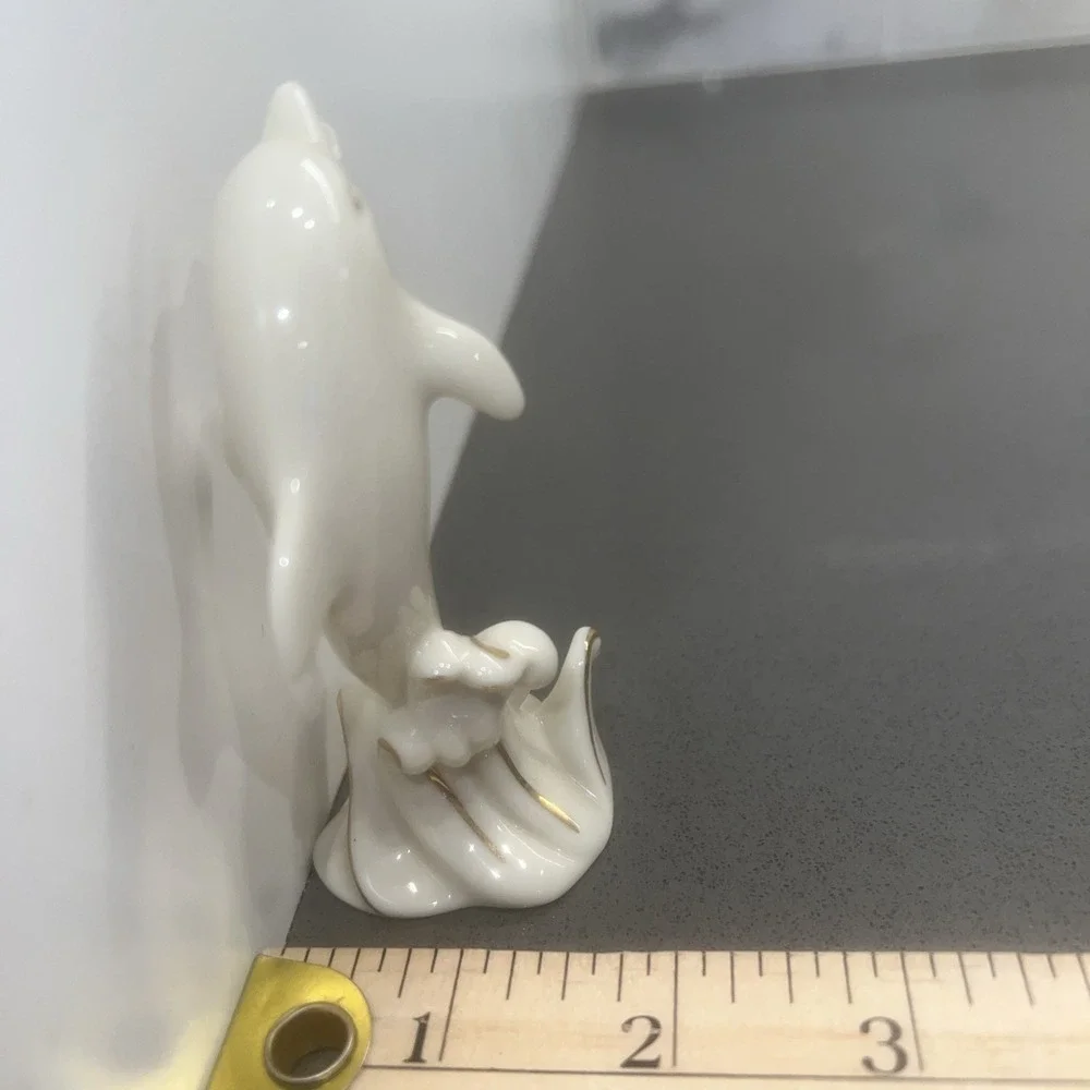 Dolphin Figurine Lenox Dolphin Figurine Porcelain White 24K Gold Accents